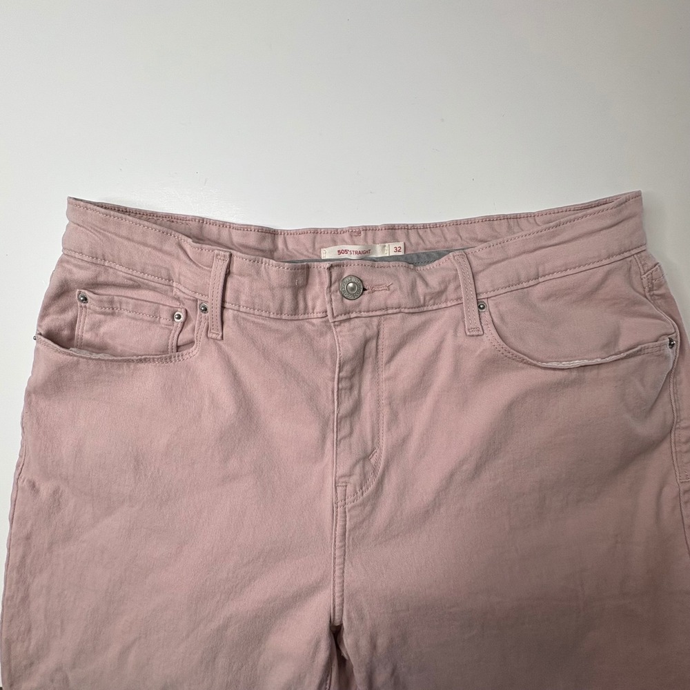 Levis 505 Straight Leg Jeans Womens 32 Lt Pink Raw Hem Stretch Denim 15505-0165